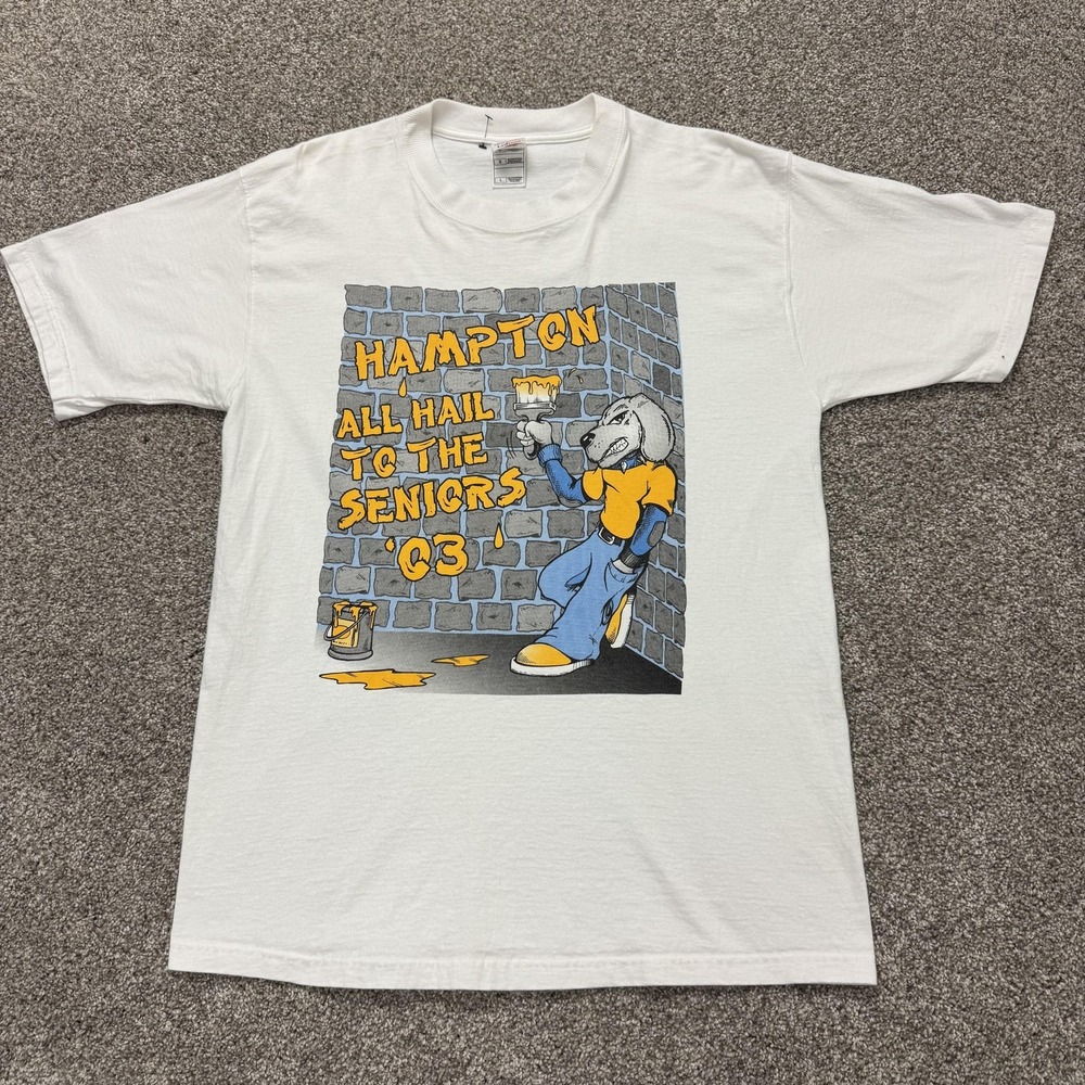 Y2K Fruit Of The Loom Shirt Mens Large White Hampton Class Of 2003 Tee T-Shirt
